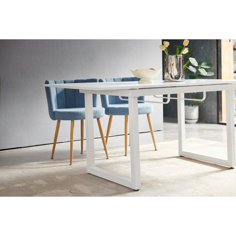 Square Extendable Dining Table with Metal Legs - Modern Space-Saving Kitchen Table