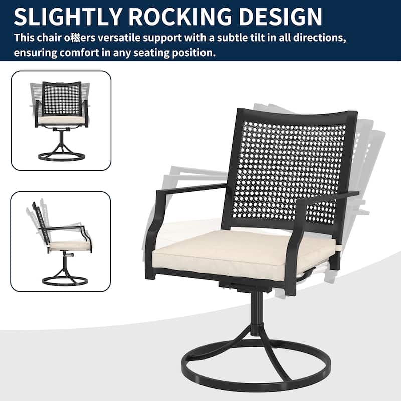 Patio Steel Textilene Dining Swivel Chairs with Cushion (Set of 2)