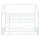 preview thumbnail 3 of 25, Full Size Metal Bed House Bed Frame with Fence and Shelves, White