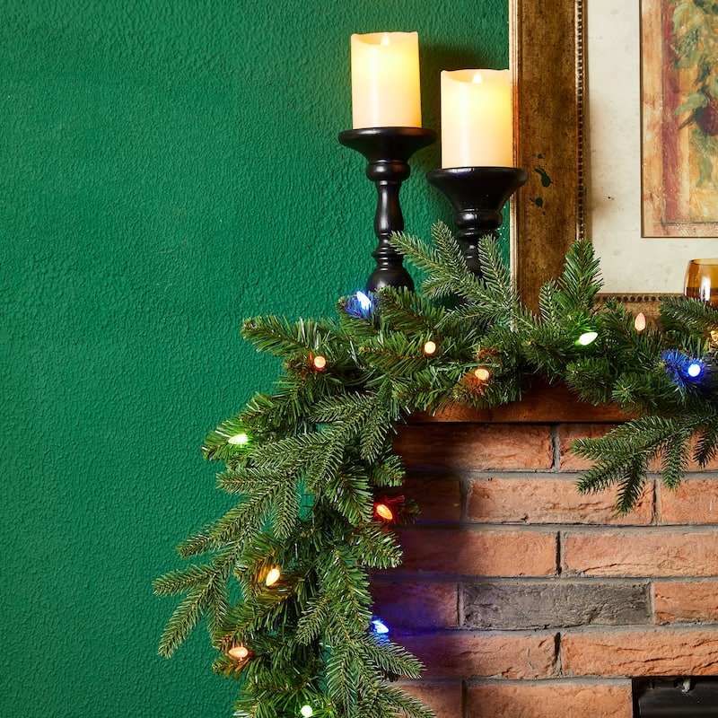 Glitzhome 9ft Christmas Garlands & 3ft Teardrop With Strawberry LED Lights