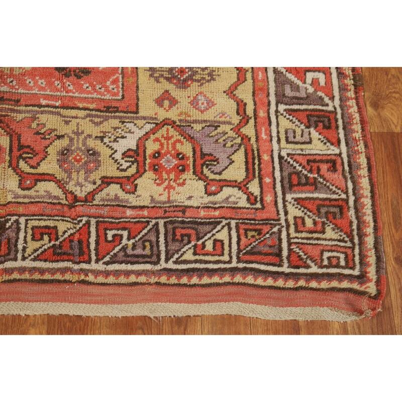 Pre-1900 Antique Vegetable Dye Oushak Turkish Wool Carpet - 4'1"x 5'5"