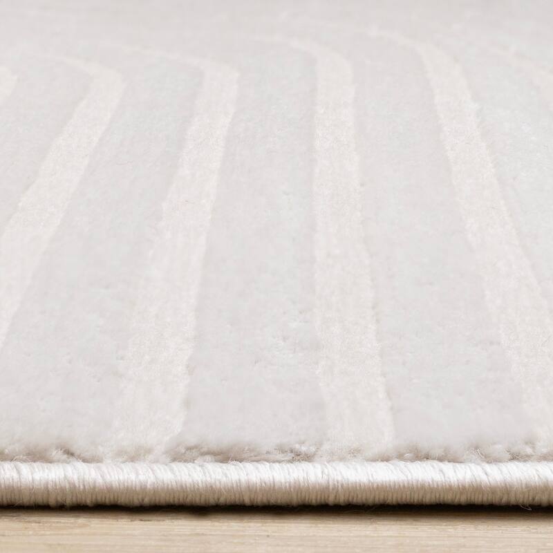 Leonardo White Grey Modern Lines Area Rug