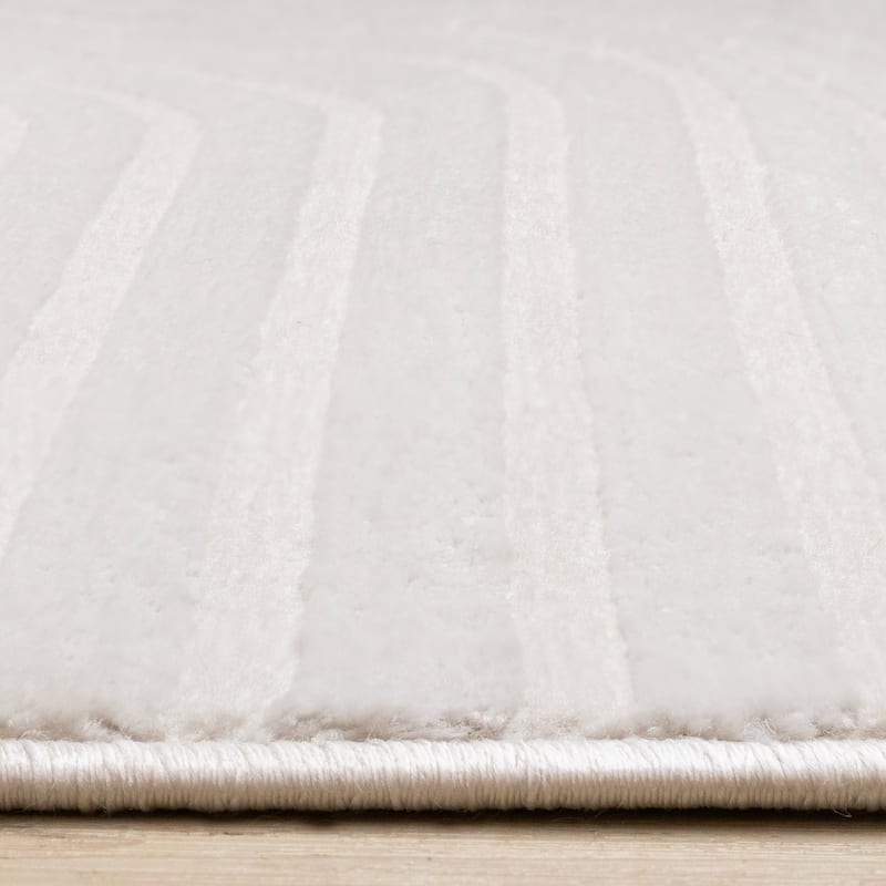 Leonardo White Grey Modern Lines Area Rug