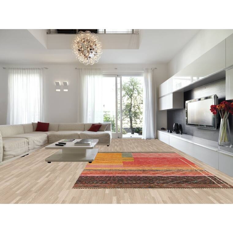 Plush Moroccan Oriental Area Rug Hand-Knotted Geometric Wool Carpet - 9'1" x 12'9"