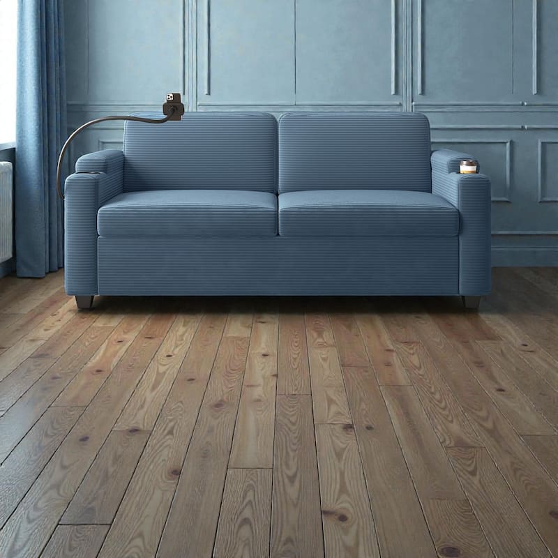 72.8" Corduroy Sleeper Sofa, Full Size Loveseat Bed with Mattress, USB Ports, Cup Holders, Side Pockets & Phone Holder