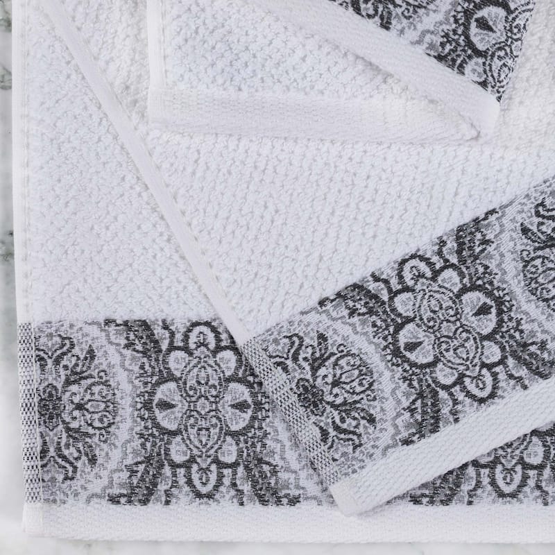 Superior Medallion Cotton Jacquard Textured Soft Bath Towel Set of 3
