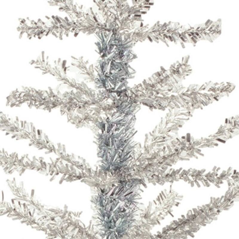 HomeRoots Set Of Two Silver Tinsel Sparse Pine Christmas Trees - 12.00 in. x 23.25 in. x 12.00 in.