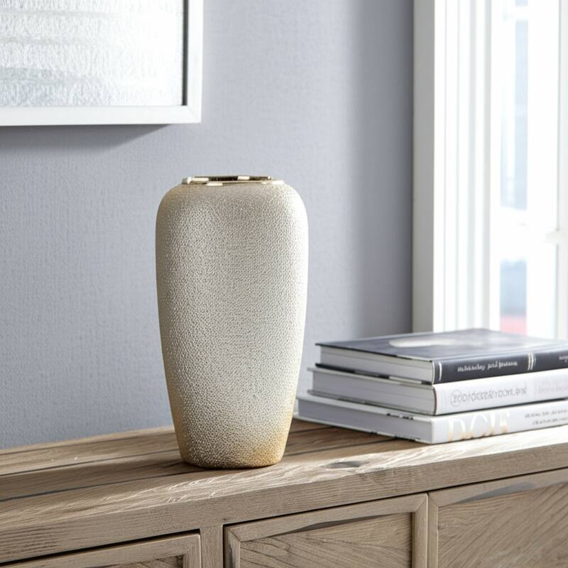 Ceramic Teardrop Textured Surface Vase - Silver