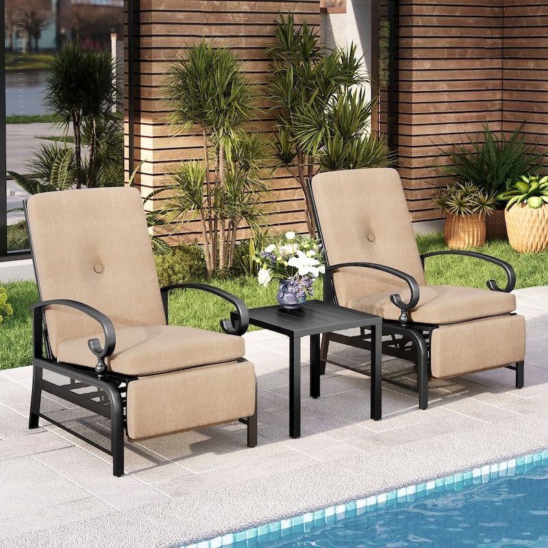 MAISON ARTS Adjustable Recliner Lounge Chair & Bistro Table Set - Perfect for Outdoor, Patio, Garden, and Porch
