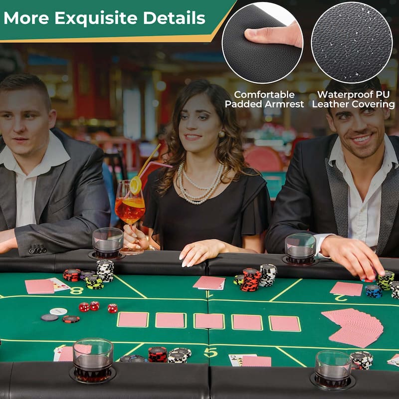 Costway 8 Players Card Board Game Table with 8 Cup Holders - See Details