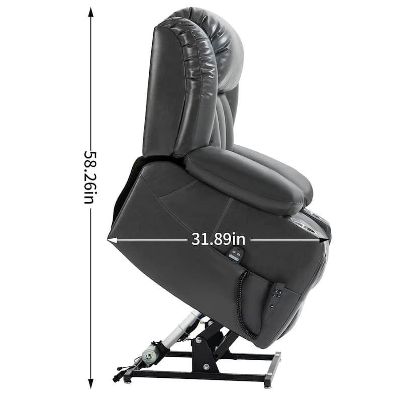 Leatheraire Power Lift Recliner Chair - Grey