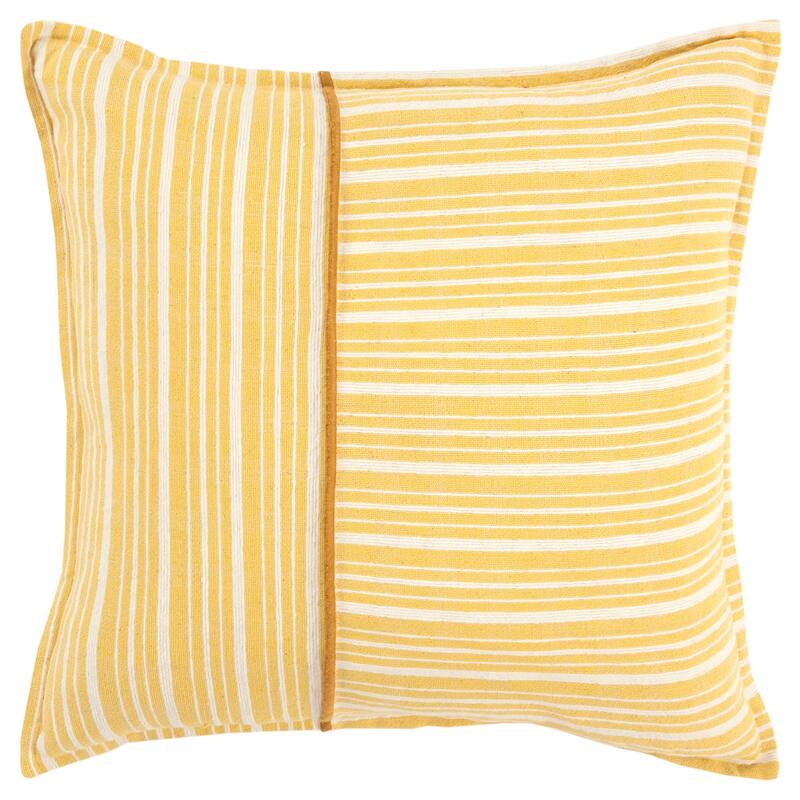 Rizzy Home Woven Stripe Texture Throw Pillow Cover… - Yellow/Ivory