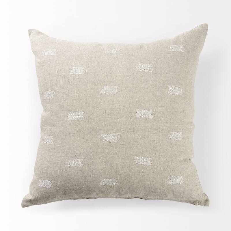 Canvas Beige and White Accent Pillow Cover