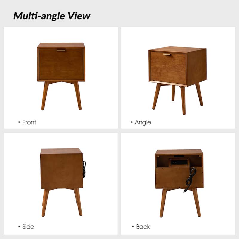 Isabel Mid-century 2- Drawer Wood Nightstand Sets of 2 by HULALA HOME