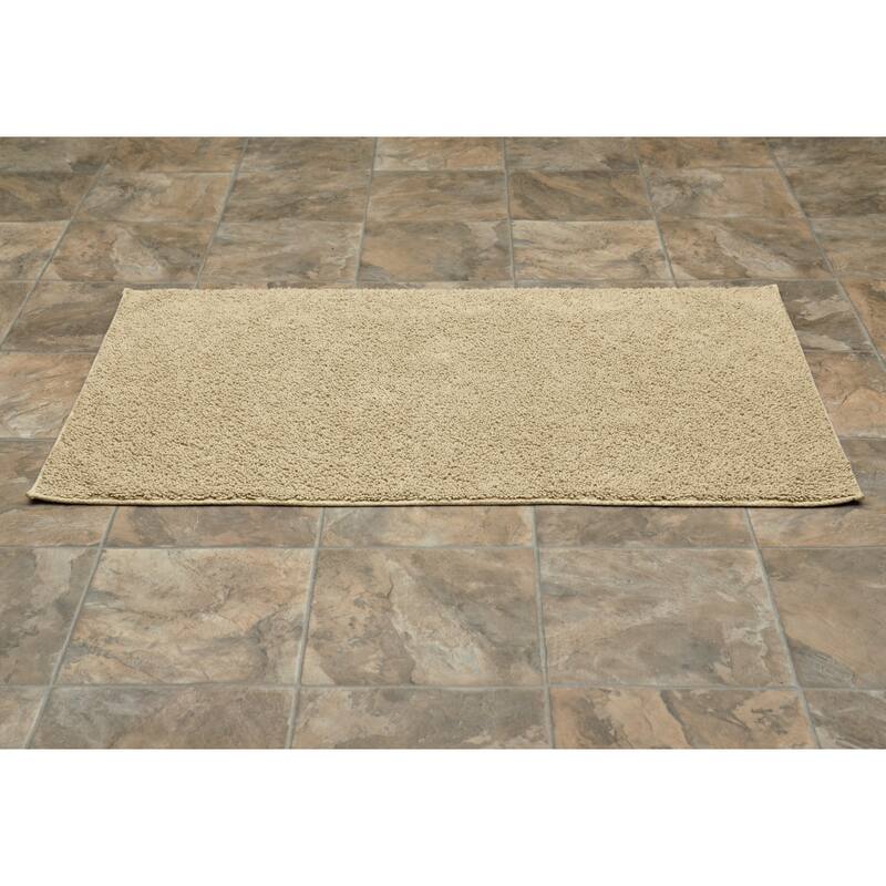 Queen Cotton Washable Bathroom Rug, or Set in Natural