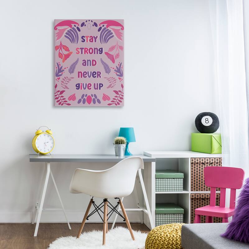 Stupell Never Give Up on Purple Canvas Wall Art Design By Julia Fox