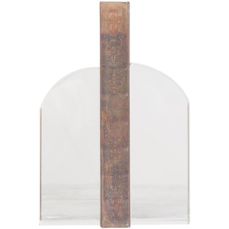 Clear Crystal Arched Geometric Decorative Bookends (Set of 2)