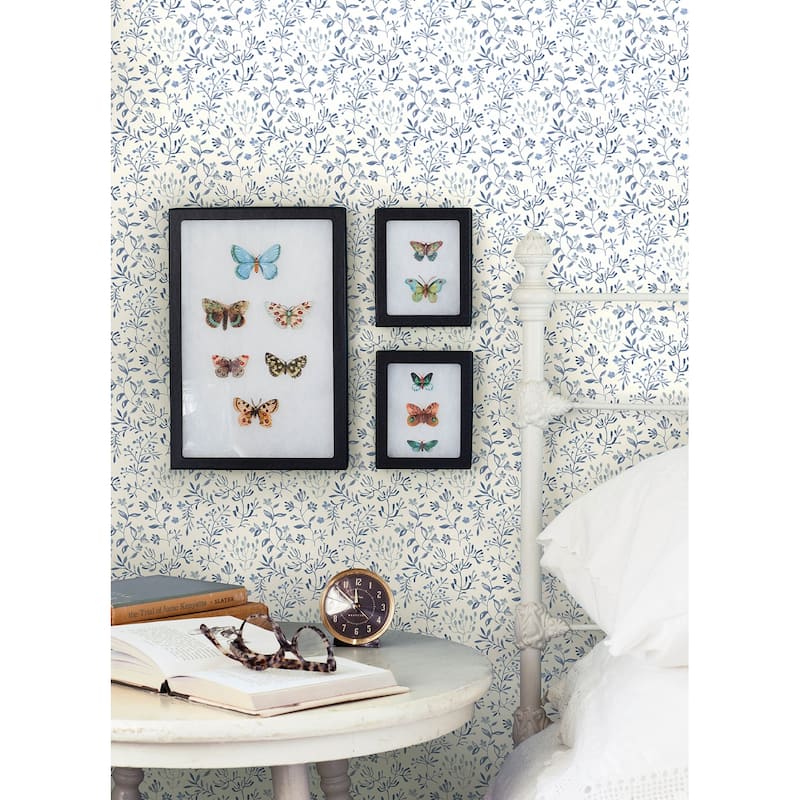 Chesapeake Tarragon Blue Dainty Meadow Wallpaper