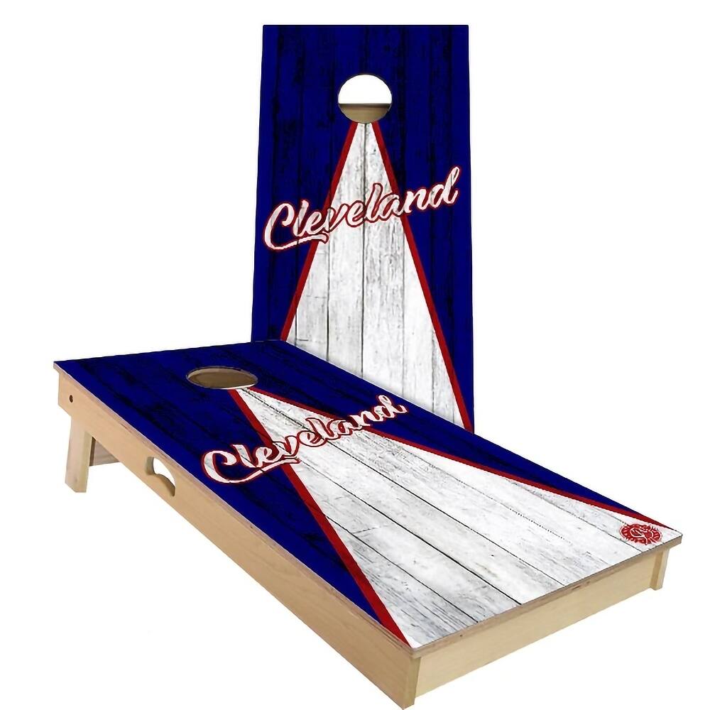Cleveland Triangle Baseball Outdoor Cornhole Board Set