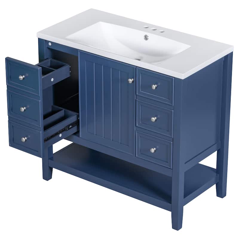 Roomfitters 36" Bathroom Vanity with Sink Cabinet with 3 Drawers and Door Solid Wood and MDF Structure