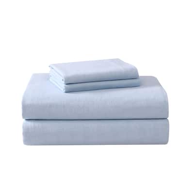 Laura Ashley Cotton Flannel Solid-Deep Pocket-Sheet & Pillowcase Set