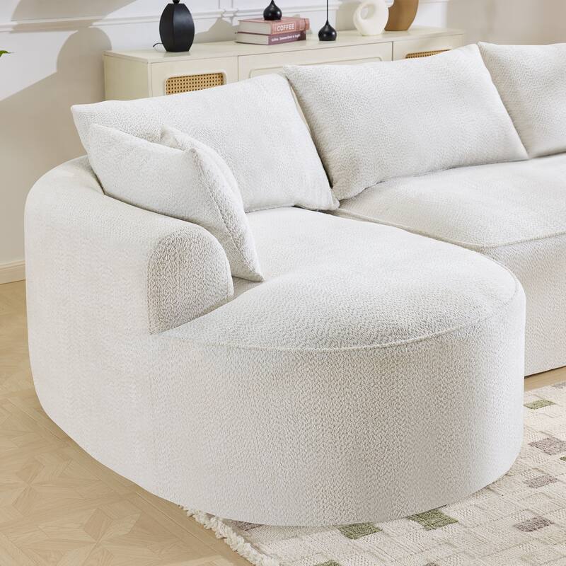 124.5-Inch Modern Compressed Boneless Sofa,Comes with 3 Back Pillows and 4 Throw Pillows