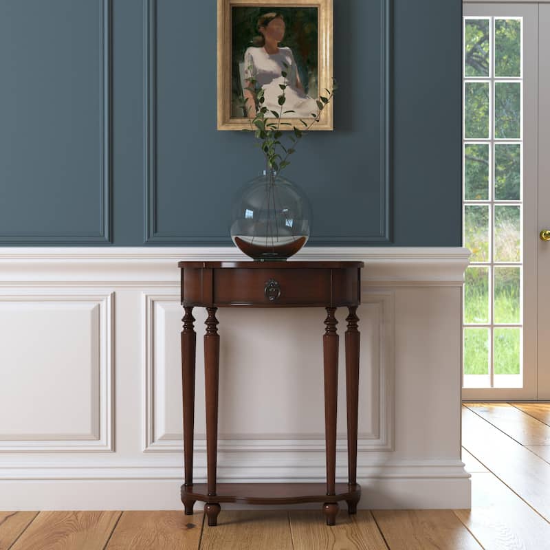 Ashby Demilune Console Table with Storage - Antique Cherry