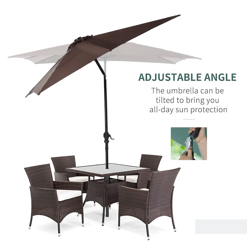 9' x 7' Solar LED Patio Umbrella with Tilt & Crank for Outdoor Shade and Night Lighting