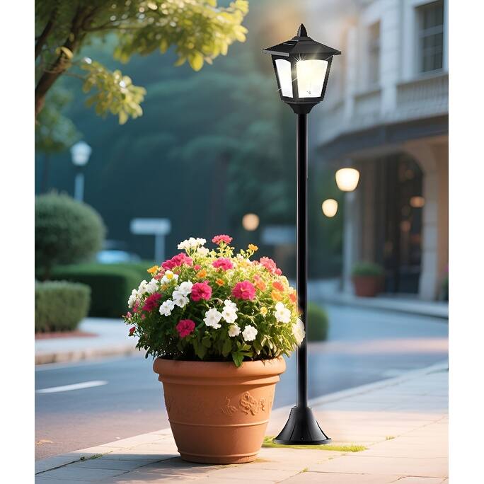 40" Solar Lamp Post Lights 2-Pack Outdoor IP65 LED with Dusk to Dawn Sensor for Driveway Garden - 40''