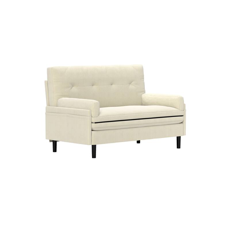 Ivory Corduroy Adjustable Loveseat Sofa and Guest Bed