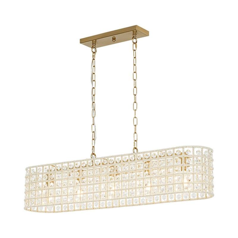 Gorgeous 5-Light Sparkling Crystal Grid Linear Chandelier