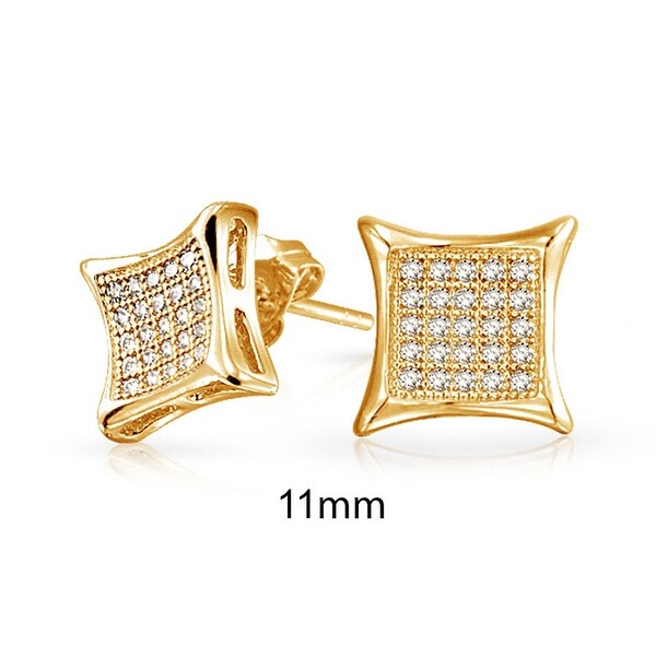14kt Yellow Gold Micro Pav CZ Round Post Earrings