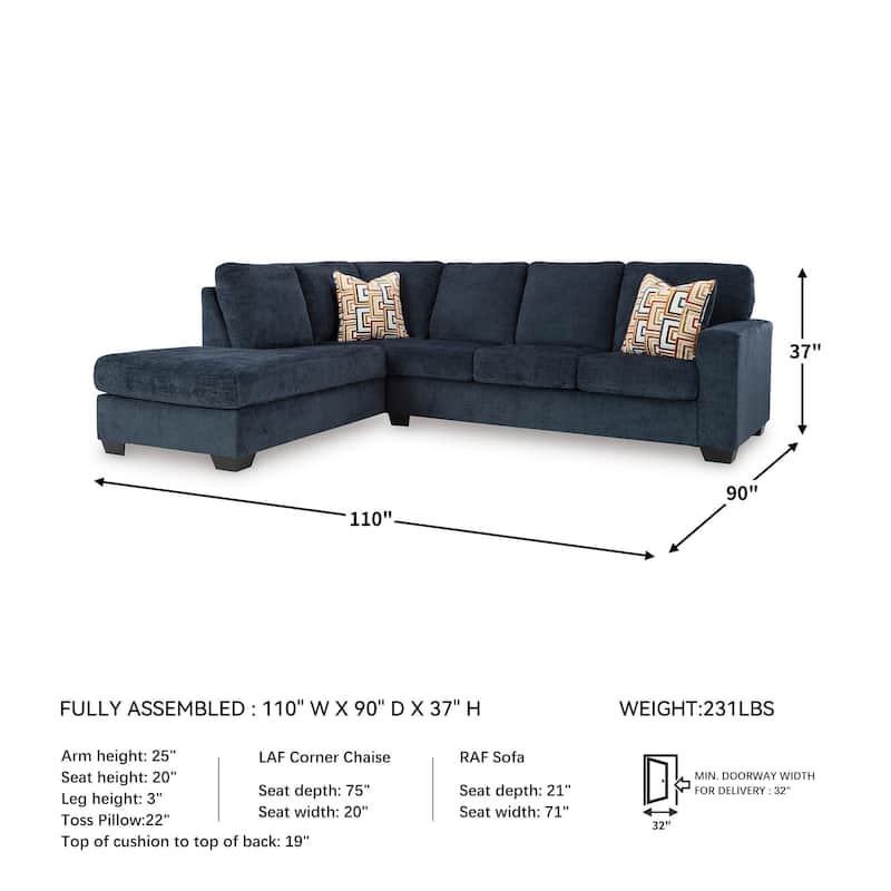 Signature Design by Ashley Aviemore 2-Piece Sectional with Chaise - 110"W x 90"D x 37"H