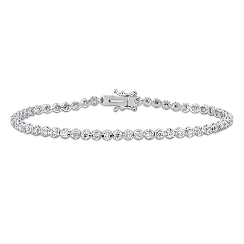 Miadora 14k White Gold Diamond Tennis Bracelet 1 1/3 to 6 1/10ct TDW - 1.62 Carats