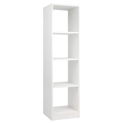 White Engineered Wood Space-Saving Narrow 5-Tier White Bookcase with 4 Cubes Storage Shelf - 15" x 13" x 56" (L x W x H)