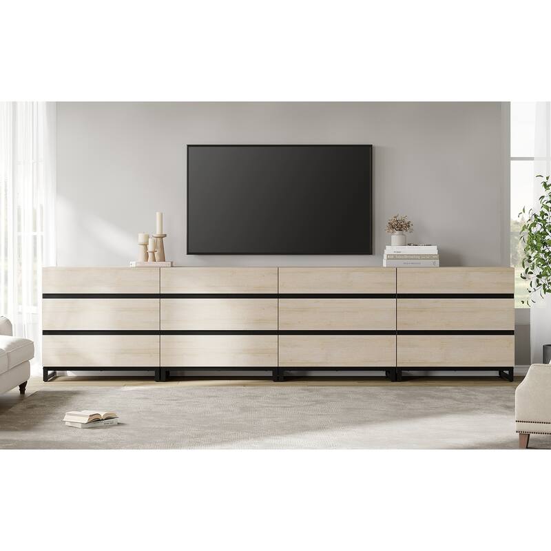 Modern TV Stand for TVs up to 120 inch, 4 in 1 TV Console with 12 Drawers, Media Console Table