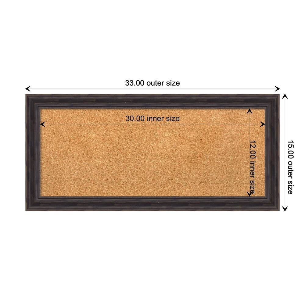 Rustic Pine Narrow Wood Framed Natural Corkboard Bulletin Board