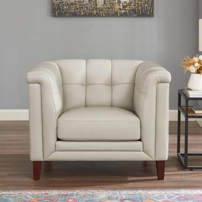 Hydeline Arvo Top Grain Leather Sofa Loveseat and Chair Set with Feather, Memory Foam and Springs