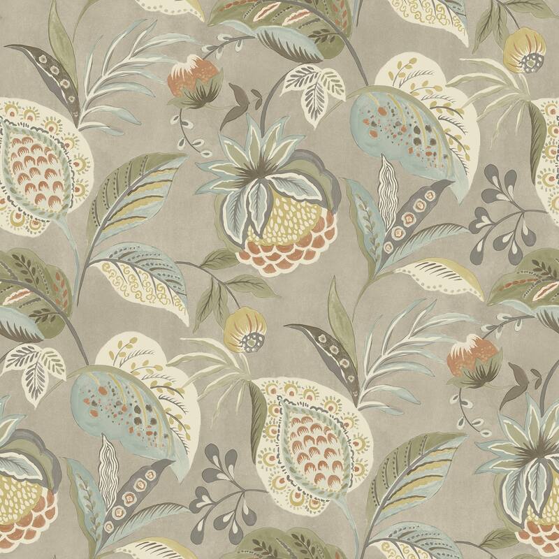 Chesapeake Bohemian Taupe Jacobean Wallpaper