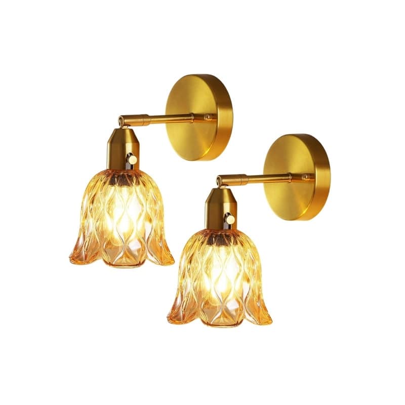2 Pack lighting bulb gold vanity lighting glass wall sconces