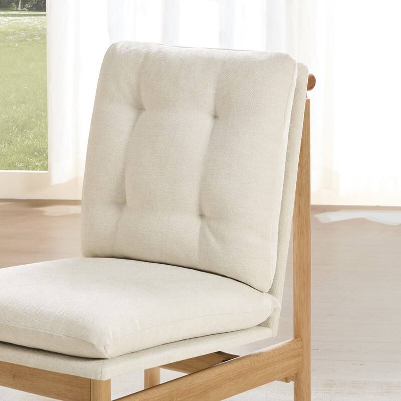 Spruce & Spring Mid-Century Modern Solid Wood Dining Chair with Tufted Cushion