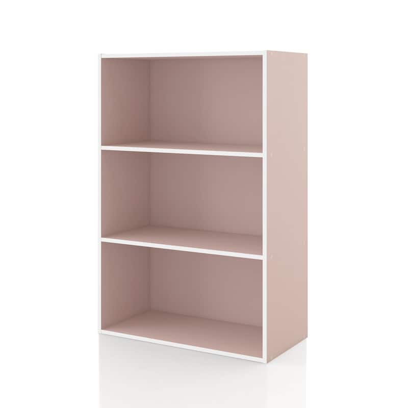 DH BASIC Modern Wood Customizable Stackable Storage Organizer - Cube Shelves, Drawer Cabinet, Bookcase with Doors by Denhour - 3-Tier - Light Pink