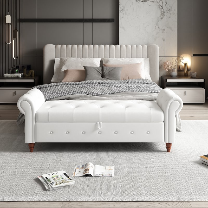 63" Bed Bench Entryway Storage Bench for Living Room Bedroom