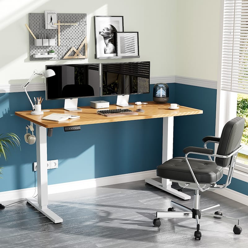 Standing Desk Adjustable Height, Electric Sit Stand up Desk for Home Office, Modern Rising Work Table for Computer,Workstation - 40x24 - Oak