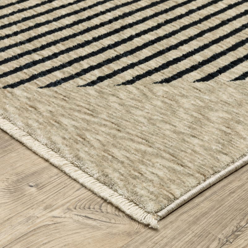 Style Haven Caiden Mid-Century Modern Geometric Beige/ Deep Navy Area Rug