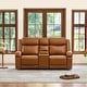 preview thumbnail 20 of 22, Hadlee Genuine leather Reclining Sofa with Multi-Function Console 2PC+Console - Saddle