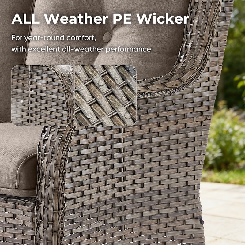 Pocassy Outdoor Patio Wciker Sofa Furniture Set of Chair Table.
