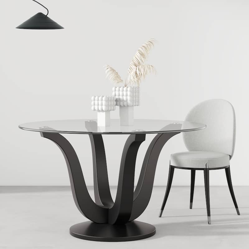 Round Glass Top Cactus Dining Table
