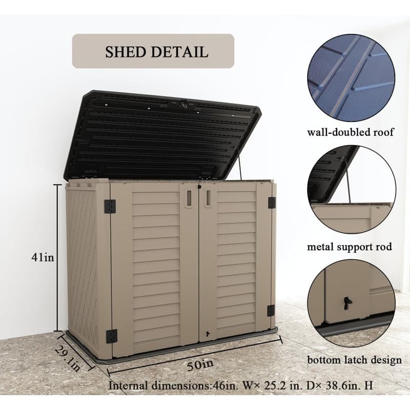 Outdoor Resin Deck Box Storage Shed for Garden,Patios,Backyards,Tools