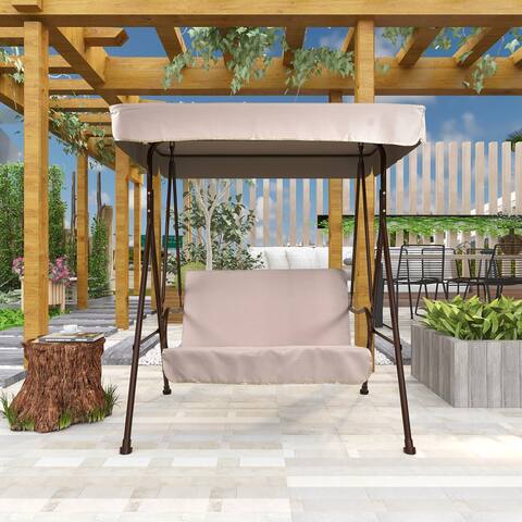 Outdoor Swing Chair With Removable Cushion And Convertible Canopy